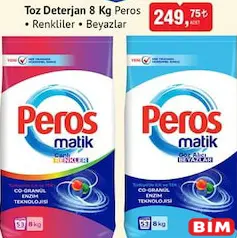 PEROS TOZ DETERJAN 8 KG RENKLİLER/BEYAZLAR